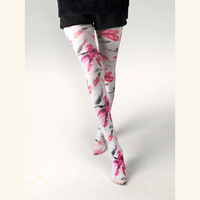 Collants anti-accroc pour femmes à imprimé géométrique, style vintage rétro transfrontalier, pour printemps automne, motif papillon abstrait sauvage