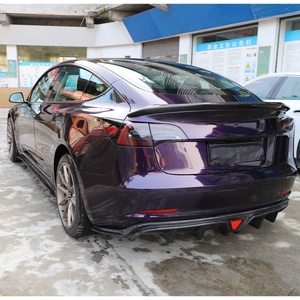 2017-2025 Tesla <b>Model</b> 3 Wet Carbon Fiber Bumper Front Rear Lip Side Skirt Rear Spoiler Bolt-On Fog Light - Product Image 6