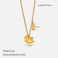 Collier en acier inoxydable avec pendentif petit cheval couleur or 18 carats, style européen et américain, inaltérable, chaîne de pull, pour l'exportation