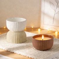 Pot à bougie en céramique texturée vintage YBH, style rustique et campagnard, récipient vide pour l'ambiance des restaurants, la décoration des hôtels et des boutiques