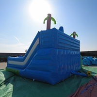 Toboggan gonflable commercial durable de 5 x 6 m avec motif de chat de dessin animé pour les enfants de la maternelle, équipement de jeu pour activités