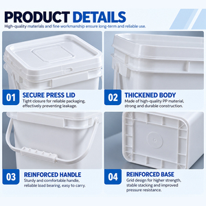 Cubo de Plástico Personalizado al por Mayor con Tapa, Asa e Impresión para Almacenamiento a Granel, Capacidad OEM - Product Image 3