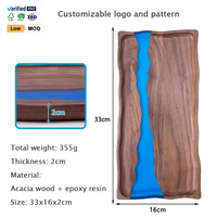 Plateau en bois et résine bleue irrégulière de haute qualité, motif résineux, plateau en bois de burl solidifié, vente en gros d'usine, fabriqué en Chine