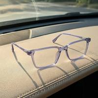 Montures de lunettes unisexes transparentes violet clair en TR90, adaptées aux adultes ; design élégant avec charnières renforcées