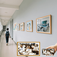 15.6 21.5 32 pouces cadre photo numérique intelligent avec cadre en bois massif Android OS 1080P HD affichage télécommande montable au mur