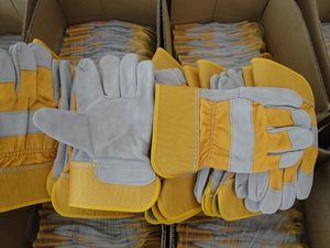<span class=keywords><strong>Gants</strong></span> de travail jaunes économiques en <span class=keywords><strong>cuir</strong></span> croûte, protection de sécurité <span class=keywords><strong>pour</strong></span> soudage MIG/TIG, doublure polaire intégrale - Product Image 6