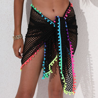 Vrouwen Pareo Kwastje Puur Mesh Strand Sarong Pareos De Playa Badpak Bedekken