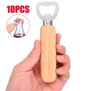 10 pz/set apribottiglie in legno manico barman apribottiglie palmare vino birra Soda tappo in vetro apribottiglie