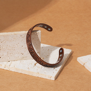 <b>Copper</b> Alloy Fashion Cuff <b>Bracelet</b> Bronze Color Magnetic Open Design Unisex Jewelry - Product Image 4