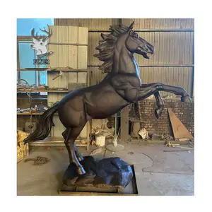 Outdoor Decoratie Casting Messing Dier Paard Levensgrote Sprong Paard Standbeeld Brons Paard Sculptuur