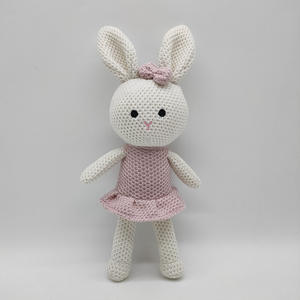 KIVA marka el yapımı Polyester tığ tavşan peluş oyuncak Amigurumi Bunny bebek çift Bunny hediye el yapımı oyuncaklar - Product Image 6