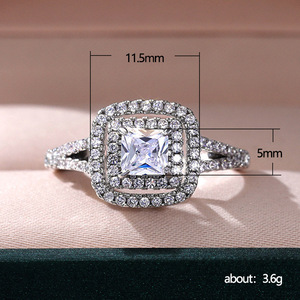 Square Shiny Zircon Women Ring Elegant Design For Engagement Proposal Daily Party All-match Finger Jewelry Gift - Product Image 3