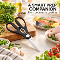 Ciseaux de cuisine multifonctionnels en acier inoxydable, robustes, pour couper les os de poulet, les poils de poisson, 3 lames