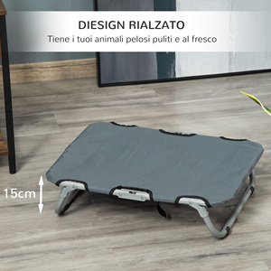 PawHut Folding <b>Dog</b> <b>Bed</b> in Steel and Oxford Fabric for Indoor and <b>Outdoor</b> Use, 59x46x15 cm, Grey - Product Image 5