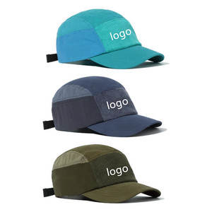 Concevez votre propre logo personnalisé Chapeau de camping et de course à pied à séchage rapide à 5 panneaux, casquette de camp en nylon à cinq panneaux avec étiquette tissée - Product Image 1