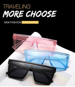 Gafas de Sol de Moda 2025 para Mujer y Hombre, con Espejo, Protección UV400, Parte Superior Plana, Lentes Degradadas con Remaches, Montura Grande Cuadrada - Product Image 5