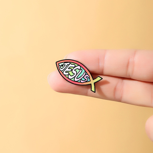 Pins <span class=keywords><strong>de</strong></span> esmalte suave personalizados al por mayor con impresión UV, <span class=keywords><strong>de</strong></span> níquel negro, diseño <span class=keywords><strong>de</strong></span> Pez Jesús Ichthys, insignias, directo <span class=keywords><strong>de</strong></span> fábrica, OEM ODM, en stock - Product Image 3