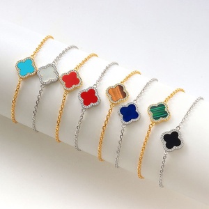 Bracciale Trendy Placcato Oro in Argento S925 con Quadrifoglio in Agata per Signore - Product Image 4
