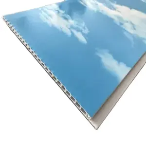 Blue sky cloud wall panel 250mm width laminated tongue and groove pvc ceiling