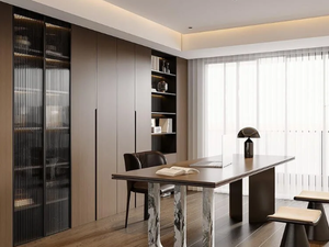 Meubles de maison modernes Bibliothèque en bois avec porte Organisateur de stockage de salon et panneau d'armoire de bureau Style - Product Image 6