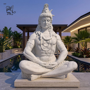 Statue de Shiva méditant en marbre <span class=keywords><strong>blanc</strong></span> sculptée à la main, taille réelle, dieu hindou Murti, sculpture religieuse en <span class=keywords><strong>pierre</strong></span> naturelle pour temple - Product Image 1