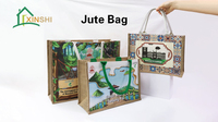 Usine en gros modèles personnalisés logo nom de la ville impression fantaisie souvenir cordon cadeau de mariage jute lin sac fourre-tout