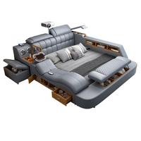 Modernes Queen-Lederbett mit Stauraum Komfortables & Langlebiges Design Umweltfreundliche Hotel-Stil Schlafzimmermöbel