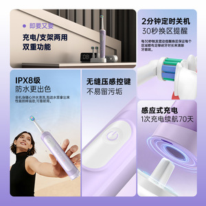 Electric Toothbrush Rechargeable Type C IPX7 Waterproof 50 Days <b>Battery</b> Life Rotating Soft Bristle Small <b>Round</b> Head - Product Image 3