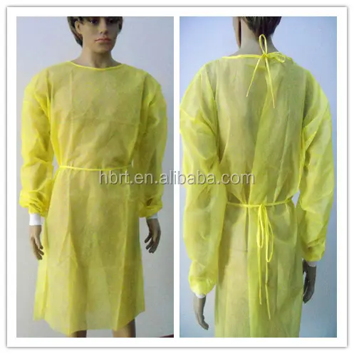 Vestido de isolamento PP 20g não tecido para uso hospitalar, roupa de proteção médica, roupa de isolamento