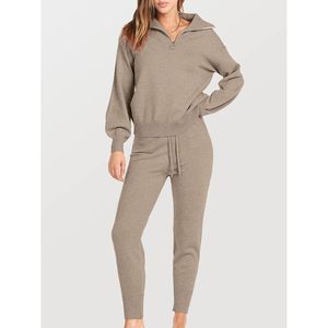 Conjunto de Dos Piezas para Mujer, Suéter de Punto y Pantalones Jogger, Cuello Marinero, Manga Larga, Estilo Casual Otoñal, Transpirable - Product Image 2
