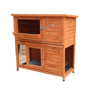 Toptan özelleştirilmiş büyük ahşap tavşan kafesi iki katmanlı tel Pet ev kafes tavşan kafesi - Product Image 2