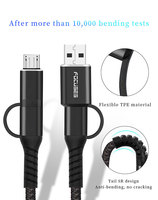 PD 60W 100W téléphone personnalisé 4 en 1 tout un câble de données de type micro tissu en nylon tressé charge rapide câble de chargeur Usb C à Usb-C