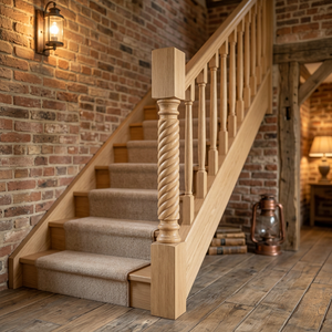 Rustic <b>Wood</b> Spiral Turned <b>Stair</b> Baluster Newel Post <b>Handrail</b> Spindle for Staircase Railing - Product Image 1