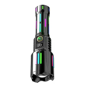 Toby's 2024 Super Bright Flashlight with Luminous Strips 30W LED USB C Charging 5 Modes Zoomable Outdoor Emergency Torch
