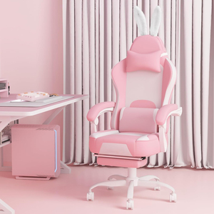 Silla Gamer Rosa <span class=keywords><strong>de</strong></span> Cuero Reclinable con Reposapiés para <span class=keywords><strong>Chicas</strong></span>, Precio Más Bajo <span class=keywords><strong>de</strong></span> Fábrica en <span class=keywords><strong>Bolivia</strong></span>, Teclado Gratis - Product Image 2