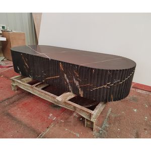 طاولة قهوة بيضاوية عصرية قابلة للتخصيص بسطح من الرخام الطبيعي، أثاث لغرفة المعيشة، للاستخدام في المنزل والفنادق والمطاعم، طاولة قهوة مضلعة - Product Image 3