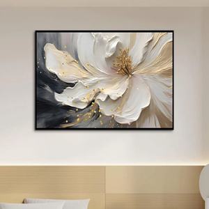Flor de lámina de oro moderna, lienzo pintado a mano, textura, arte de pared grande, pintura <span class=keywords><strong>al</strong></span> óleo, pintura de pared abstracta hecha a mano para decoración del hogar - Product Image 5