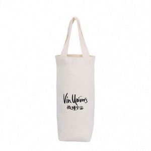Printable Logo <b>Canvas</b> Wine Bag Single Bottle <b>Round</b> Bottom Handle Pure Cotton <b>Canvas</b> Wine Bag - Product Image 5