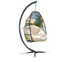 Fauteuil suspendu moderne en osier pour l'extérieur, avec coussin imperméable, 1 personne, en métal durable et PE, pour la vente en gros