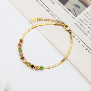 Gold Snake Chain Bracelet With Colorful Zircon Stones For Women Gift Jewelry - Product Image 1