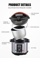 Olla a presión eléctrica, vaporera multifunción LED de 6 cuartos de galón, preajuste de 24 horas, arroz, olla de cocción lenta, calentador de vapor, multicocina