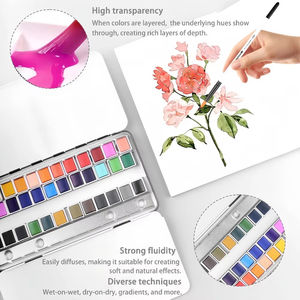 Keep Smiling Kunstbedarf Malset Box Palette Festes Aquarellfarben-Set mit 36 Essentiellen Farben Aquarellfarben - Product Image 4