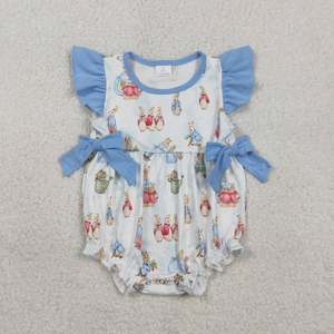 En Stock, Ropa de Boutique para Hermanas, Disfraz de Conejita de Pascua con Lazo Azul, Conjuntos de Verano para Bebés - Product Image 3