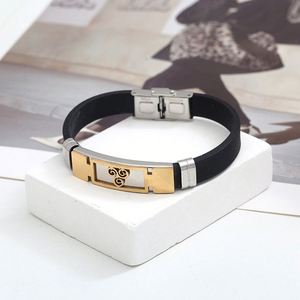 Eco-Friendly OEM Men's Silicone Stainless Steel <b>Bracelet</b> Handmade Jewelry with Custom Charm for Promotional Events - Product Image 4
