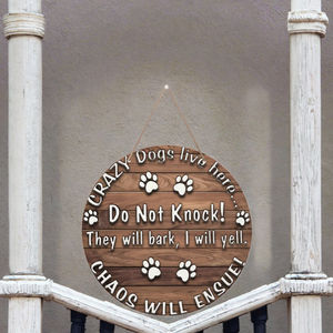 Tableau <span class=keywords><strong>d</strong></span>'affichage <span class=keywords><strong>en</strong></span> bois créatif Numéro de maison unique pour <span class=keywords><strong>la</strong></span> <span class=keywords><strong>d</strong></span>écoration de <span class=keywords><strong>la</strong></span> maison Chien fou vivant <span class=keywords><strong>ici</strong></span> Tenture murale Fête des pères Noël - Product Image 3