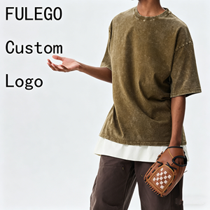 Men's Cotton Custom T shirt Heavyweight Oversized Washed TShirt Tshirts Wholesale Snowflake Patchwork Design Washed T-Shirt - Product Image 1