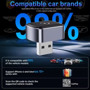Adaptateur <span class=keywords><strong>CarPlay</strong></span> 2 en 1 UNIEAN Factory, Android Auto sans fil, adaptateur USB <span class=keywords><strong>CarPlay</strong></span> sans fil, adaptateur WiFi, prise de type C pour voiture, <span class=keywords><strong>iPhone</strong></span> - Product Image 2