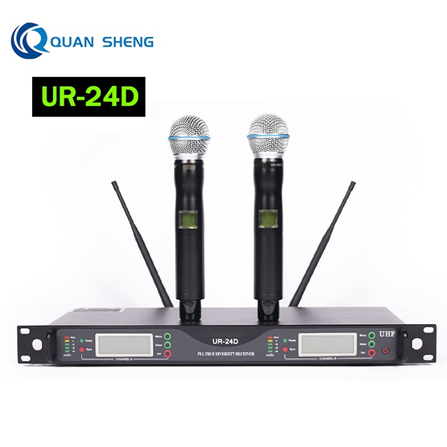 Professional ULXD24D XLR Dynamic Wireless Dual-Channel Headset Microphone System with Noise Cancelling for Conference Stage Use