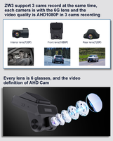DVR de voiture 4G SIM Cloud avec ADAS GPS WIFI Caméra de tableau de bord HD étanche avec 3 lentilles et caméra de tableau de bord avant arrière à l'intérieur Caméra de tableau de bord 4G