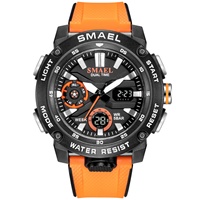 Montre sport analogique-numérique pour homme OEM SMAEL 1907, chronographe, alarme, double affichage, mouvement à quartz japonais, 5 BAR, étanche, plastique